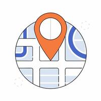 Minimalist Location Pin Map Graphic Orange and Blue Design. vector