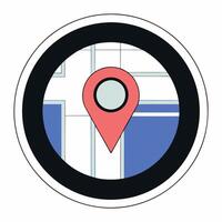 Professional Location Pin Graphic Coral Red and Blue Map Design for Navigation Apps. vector