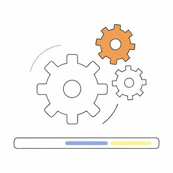 enclavamiento engranajes proceso, flujo de trabajo. vector
