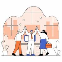 Teamwork Success High Five Illustration Professional Business Collaboration Graphic. vector