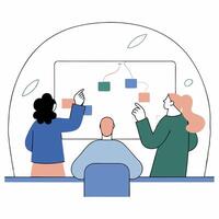 Teamwork Illustration Collaborative Problem Solving, Flat Design, Colorful. vector