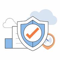 Data Security Shield Icon Verified Protection, Cloud Security. vector