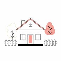 Minimalist House Illustration Pastel Colors, Simple Design. vector
