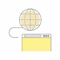 Global Connectivity Pastel Web Browser and World Icon Illustration. vector