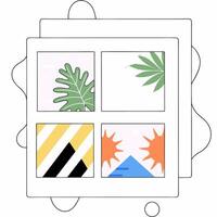 Abstract Summer Waffle Graphic Tropical Leaves, Geometric Patterns. vector