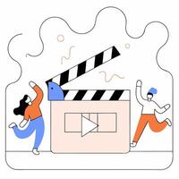 Joyful Filmmakers Clapperboard Illustration Fun. vector