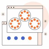 Abstract Interconnected Circles Modern Minimalist Orange and Blue Graphic for Web Design. vector
