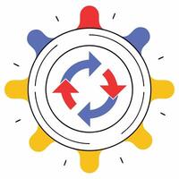 Colorful Circular Arrows Process Workflow Icon Flat Design. vector