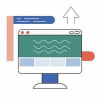 Website Upload Modern Teal and Blue Illustration Data Transfer. vector