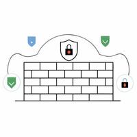 Robust Firewall Security Illustration Network Protection, Data Safety. vector