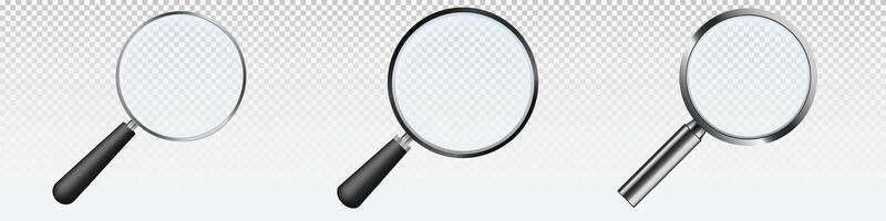 Magnifying glass set. Scaling and exploring tool vector