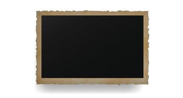 Rectangular gold photo frame with torn edges vector