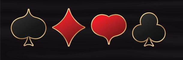 Symbol card suits. Game heart red of luck in poker vector
