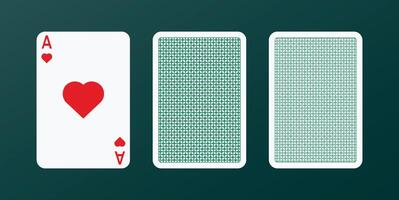 Open card of three with ace of hearts vector