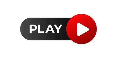 Play button banner icon. Red play button. vector