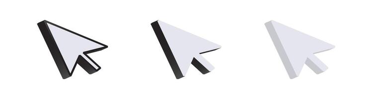 Three 3d computer cursors in various styles vector