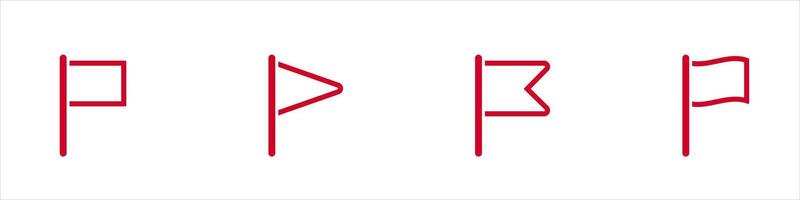 Red flags in different geometric shapes on white background vector