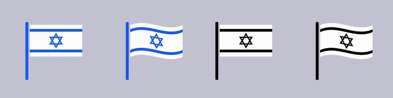 Four israeli flags in different color variations vector