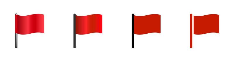 Red flags in four styles on white background vector