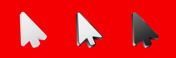 Three computer mouse cursors in different colors vector