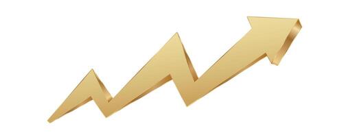 Golden arrow shows upward business growth and success vector
