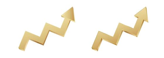 Gold zigzag arrows pointing upward symbolizing growth vector