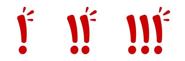 Red exclamation marks in a sequence of three vector