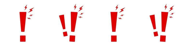 Red exclamation marks with lightning bolts in a row vector