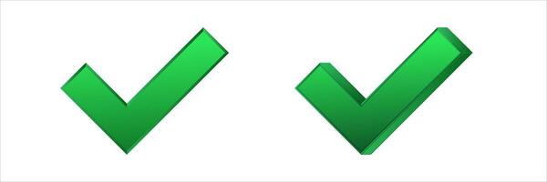Green checkmark icon for completed tasks and confirmation vector
