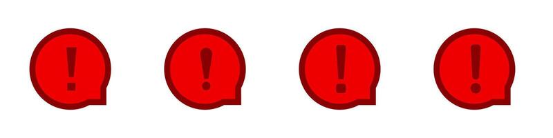 Four red alert icons with exclamation marks vector