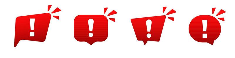 Red exclamation mark symbols in alert speech bubbles vector
