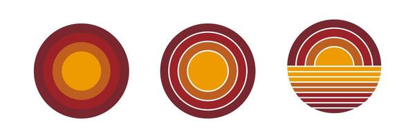 Colorful geometric circles with red and yellow concentric designs vector