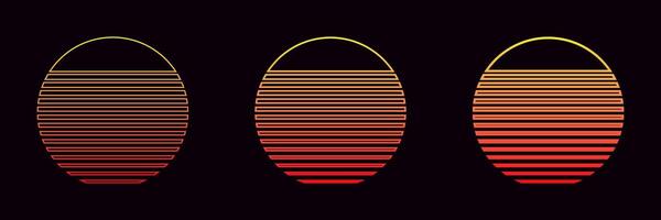 Gradient circles with horizontal lines in varying warm colors vector