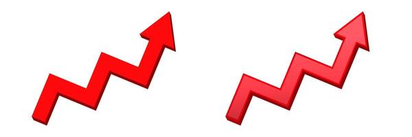 Red zigzag arrows upward showing growth and success vector