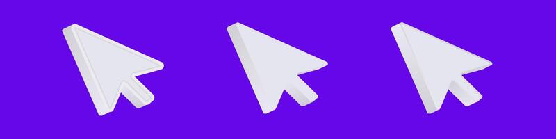 Three white arrow cursors in a row vector