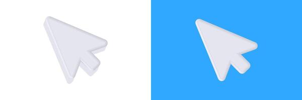 3d white arrow cursor on split white and blue background vector