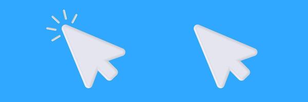 Two white computer cursors with click effect vector