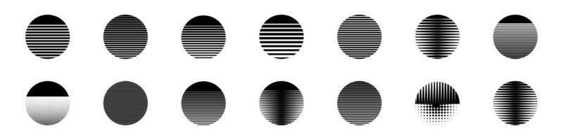 Black and white abstract ovals with horizontal line patterns vector