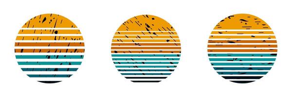 Abstract geometric circles with stripes and textures vector