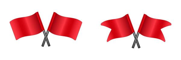 Two red flags crossed with black poles vector