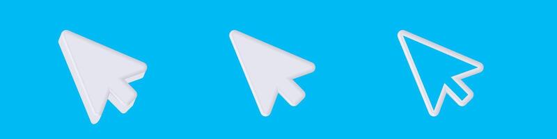 Three white cursor arrows on blue background vector