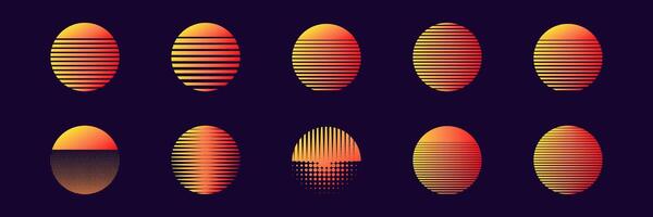 Colorful gradient eggs with horizontal stripes vector