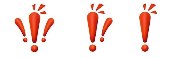Three red exclamation marks in a row vector