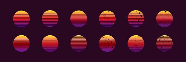 Vibrant gradient striped ovals with unique textures vector