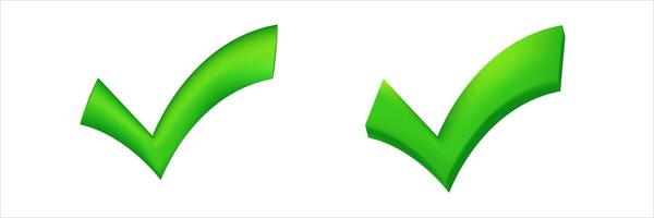 Green checkmark icon signifying agreement and completion vector