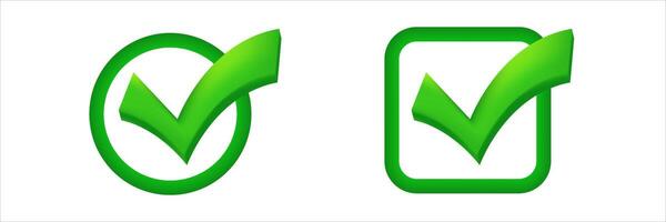 Green check mark icon indicating approval and success vector