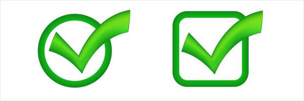 Green checkmark symbol for confirmation and approval vector