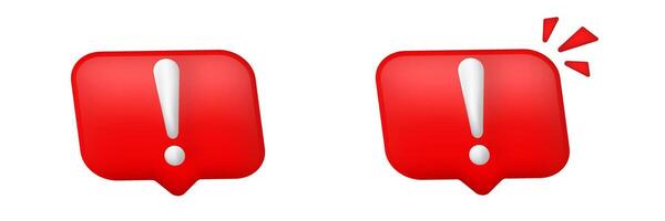 Red exclamation marks in speech bubbles with alert icons vector