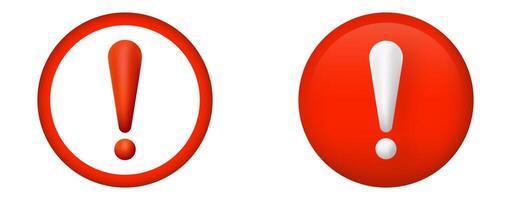 Two red exclamation marks in circles vector