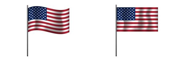 Two american flags side by side displaying stars and stripes vector